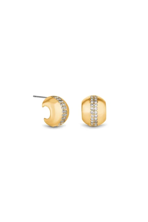 Jon Richard Gold Plated Polished Crystal Dome Stud Earrings