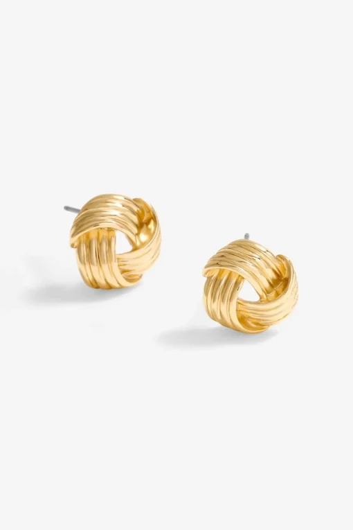 Jon Richard Gold Plated Ridge Knot Studs