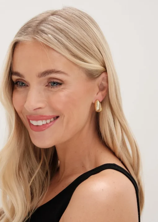 Jon Richard Gold Plated Ridge Dome Hoops