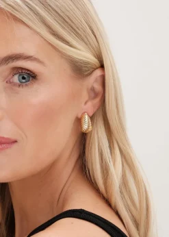 Jon Richard Gold Plated Ridge Dome Hoops
