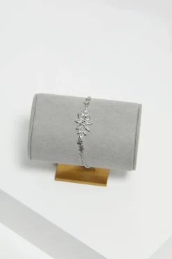 Jon Richard Rhodium Plated Cubic Zirconia Floral Toggle Bracelet