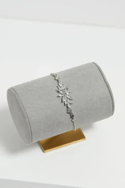 Jon Richard Rhodium Plated Cubic Zirconia Floral Toggle Bracelet