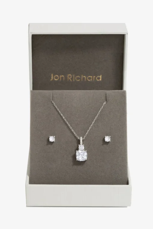 Jon Richard Rhodium Plated Cubic Zirconia Pendant Box Set - Gift Box
