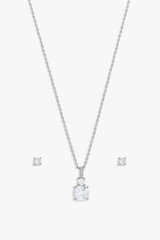 Jon Richard Rhodium Plated Cubic Zirconia Pendant Box Set - Gift Box