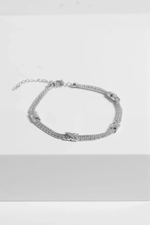 Jon Richard Rhodium Plated Mesh & Kiss Bracelet