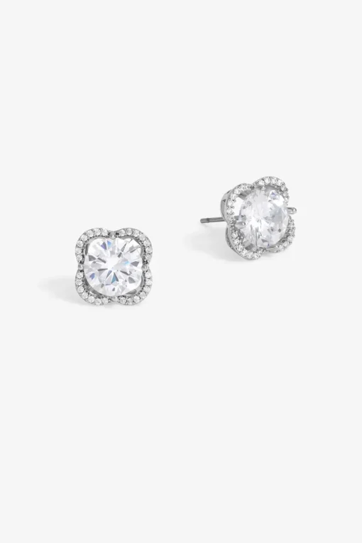 Jon Richard Silver Cubic Zirconia & Pave Stud Earrings