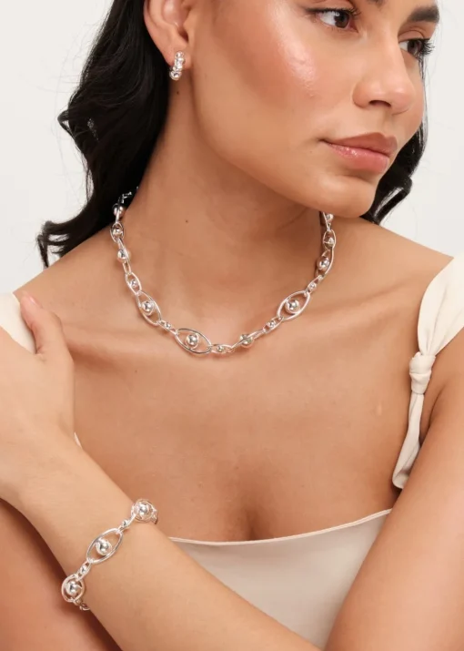 Jon Richard Silver Plated Polished Orb Chain Bracelet