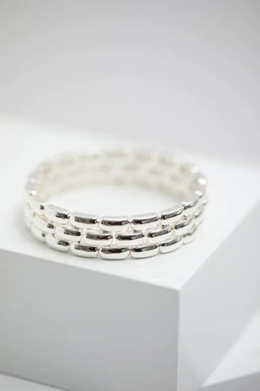 Jon Richard Silver Plated Polished Chain Stretch Bracelet
