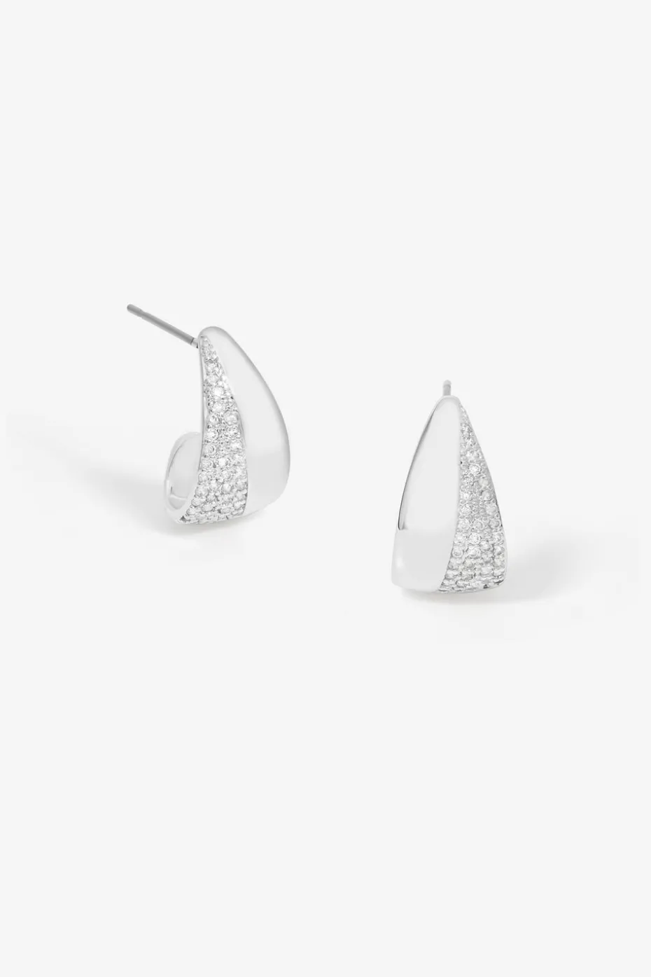 Jon Richard Silver Plated Micro Pave & Polished Hoops