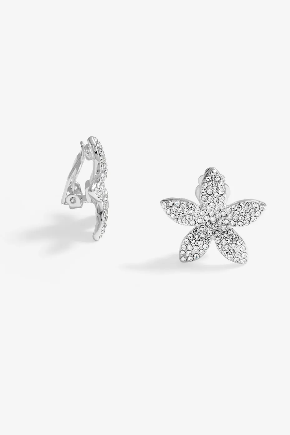Jon Richard Silver Plated Pave Floral Earrings