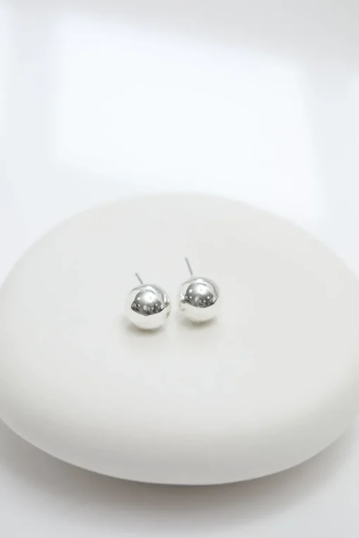 Jon Richard Silver Plated Polished Orb Stud Earrings