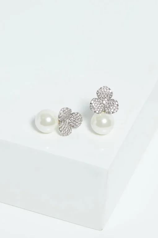 Jon Richard Silver Plated Flower & Pearl Earrings