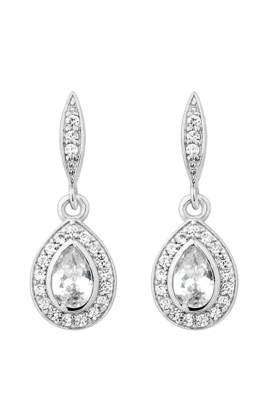 Jon Richard Silver Plated Cubic Zirconia Peardrop Drop Earring