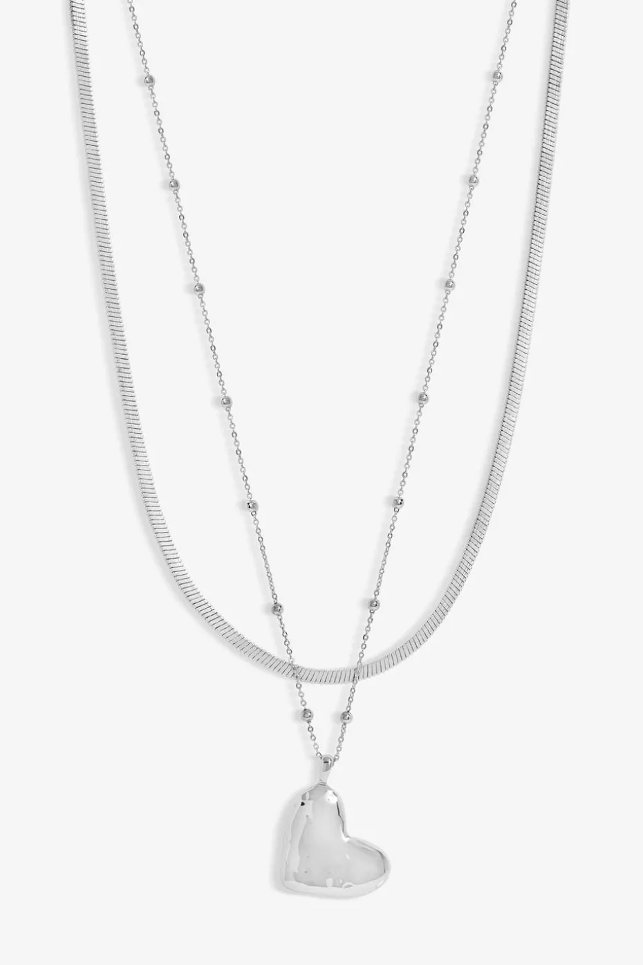 Jon Richard Silver Plated Double Row Molten Heart Necklace
