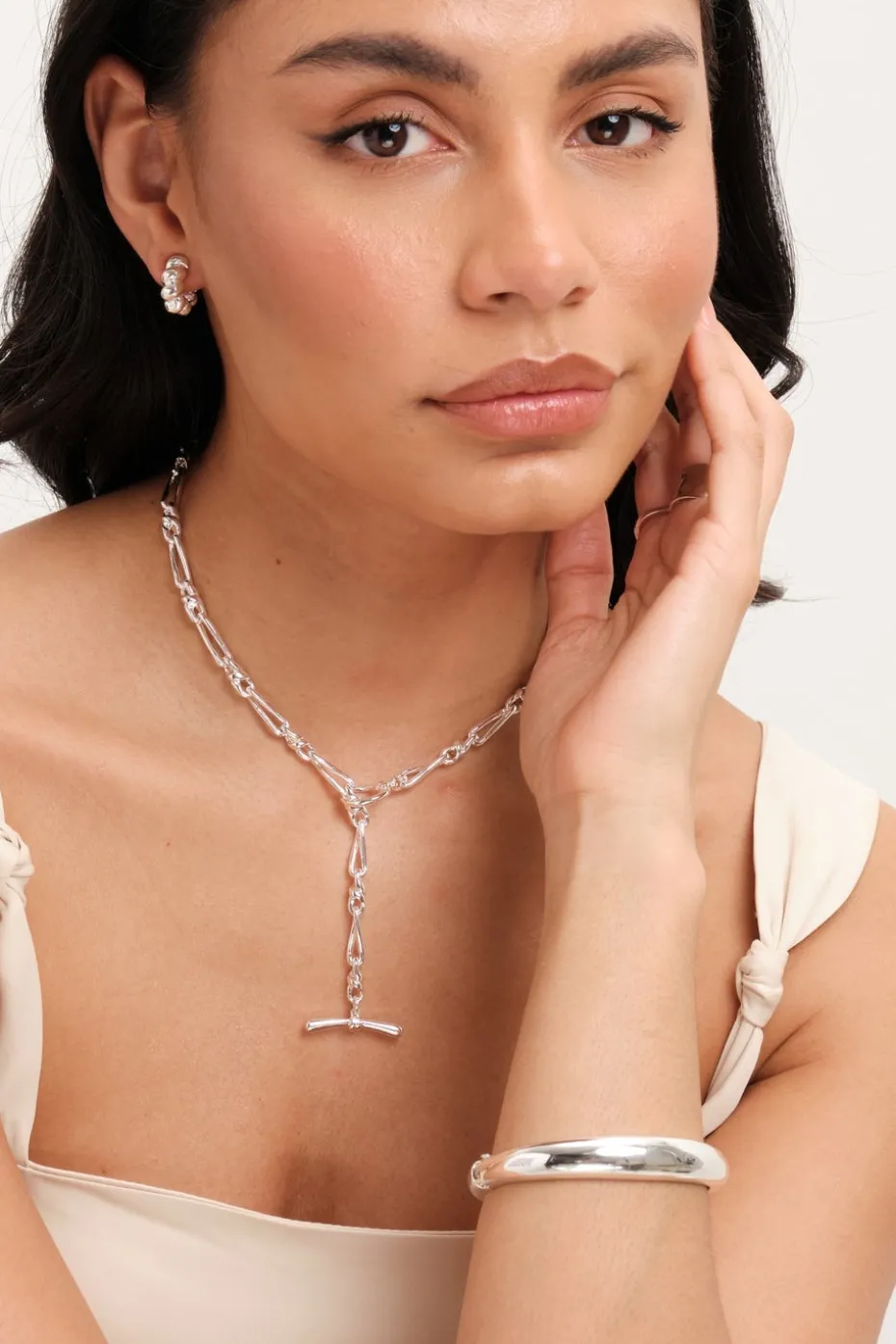 Jon Richard Silver Plated T Bar Necklace