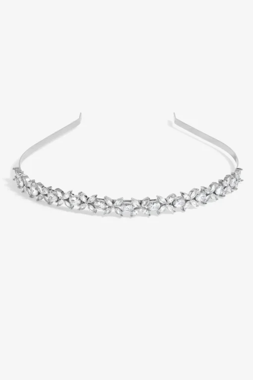 Jon Richard Silver Plated Crystal Floral Single Row Headband