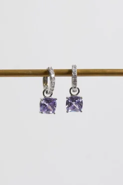 Jon Richard Silver Plated & Lavender Huggie Earrings