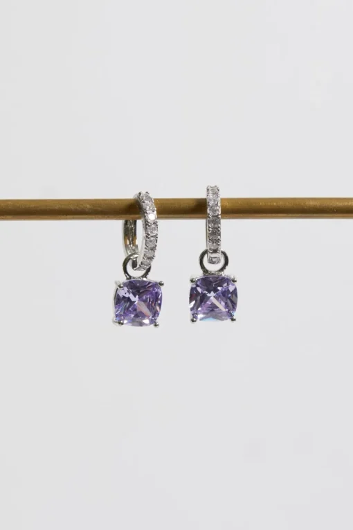 Jon Richard Silver Plated & Lavender Huggie Earrings