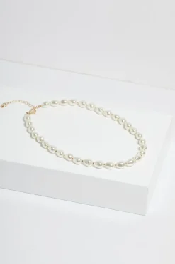 Jon Richard Silver Semi Precious Pearl & Gold Bead Necklace