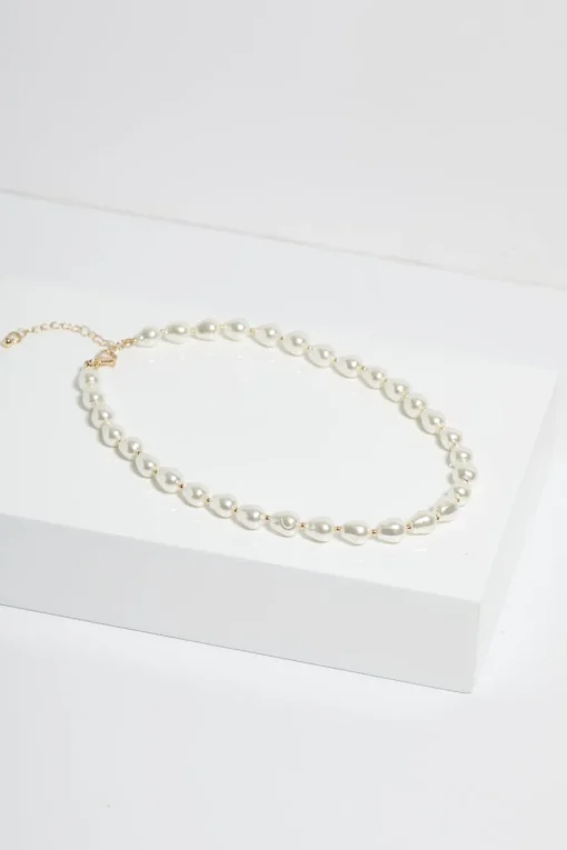 Jon Richard Silver Semi Precious Pearl & Gold Bead Necklace