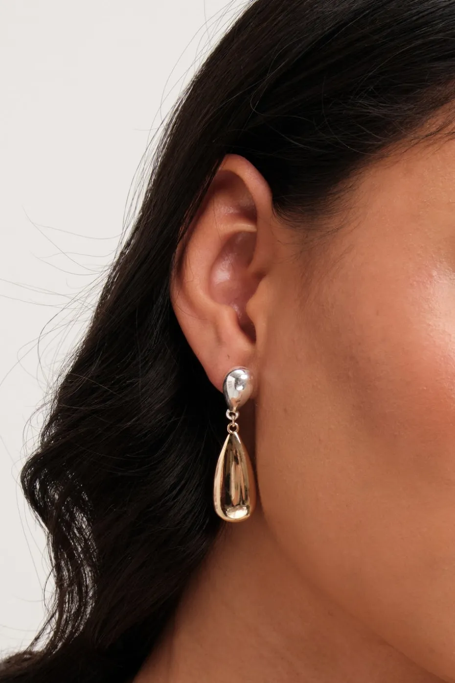 Jon Richard Two Tone Polished Drop Earrings