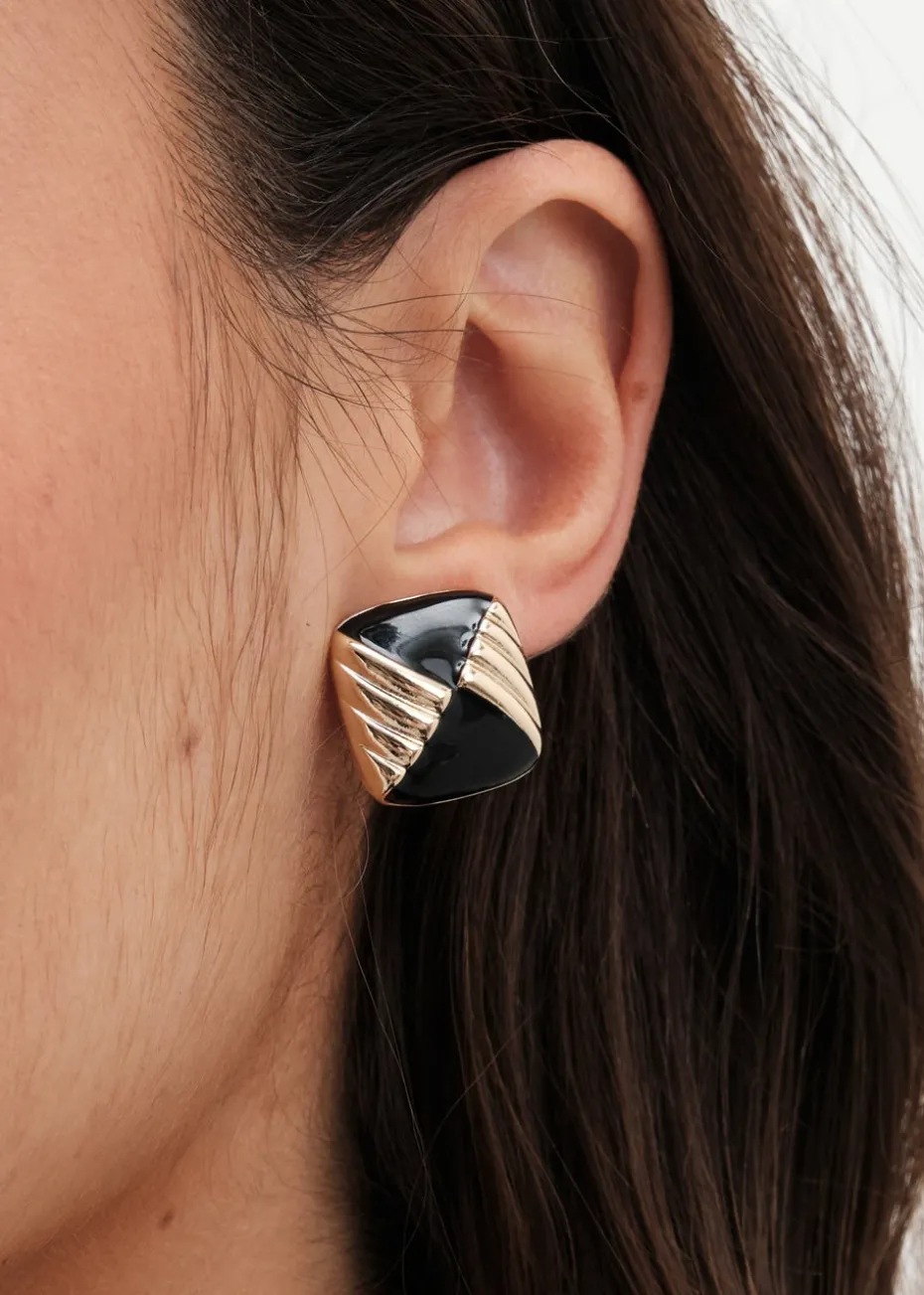 Jon Richard Vintage Inspired Gold Plated and Jet Enamel Earrings