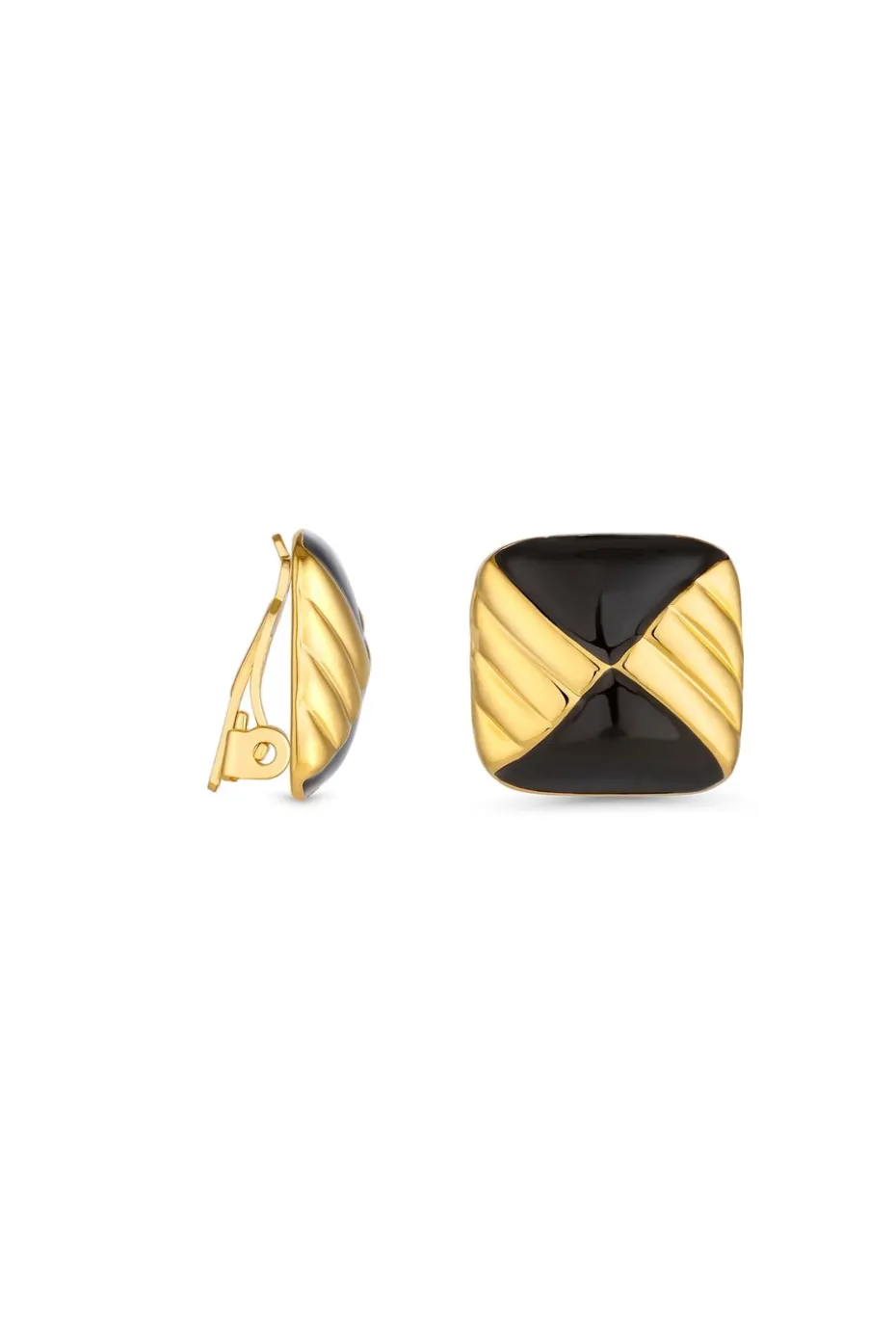 Jon Richard Vintage Inspired Gold Plated and Jet Enamel Earrings