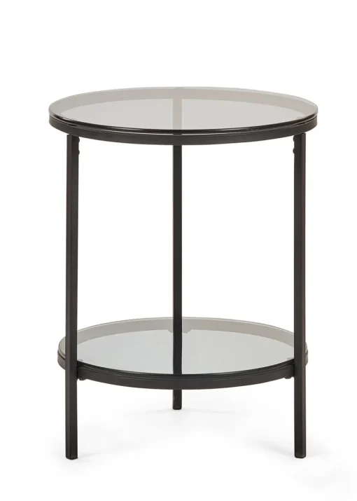 Julian Bowen Black Chicago Circular Lamp Table With Shelf (56 x 45 x 45cm)