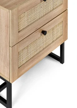 Julian Bowen Brown Padstow 2 Drawer Bedside in Oak(55 x 50 x 30cm)
