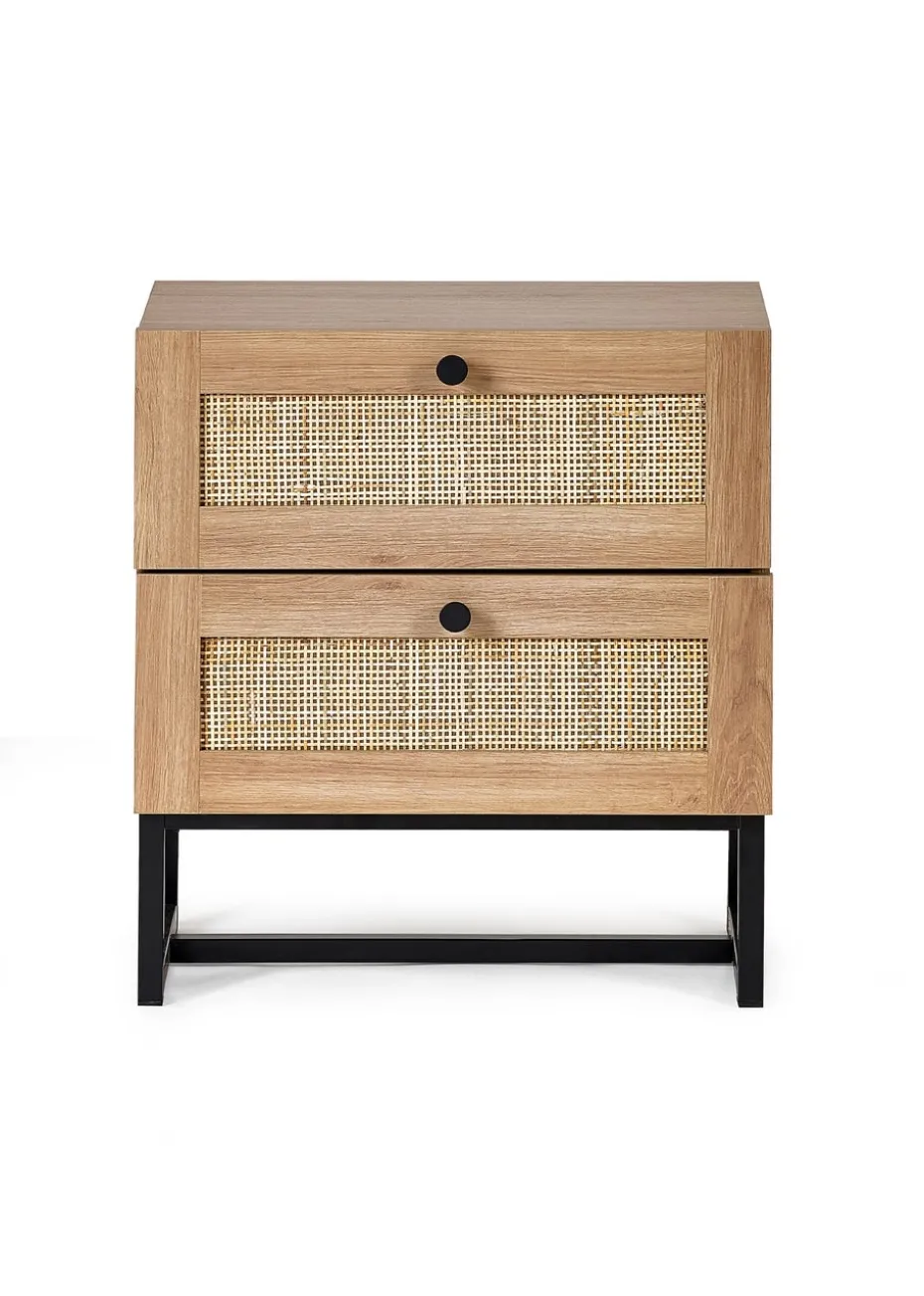 Julian Bowen Brown Padstow 2 Drawer Bedside in Oak(55 x 50 x 30cm)