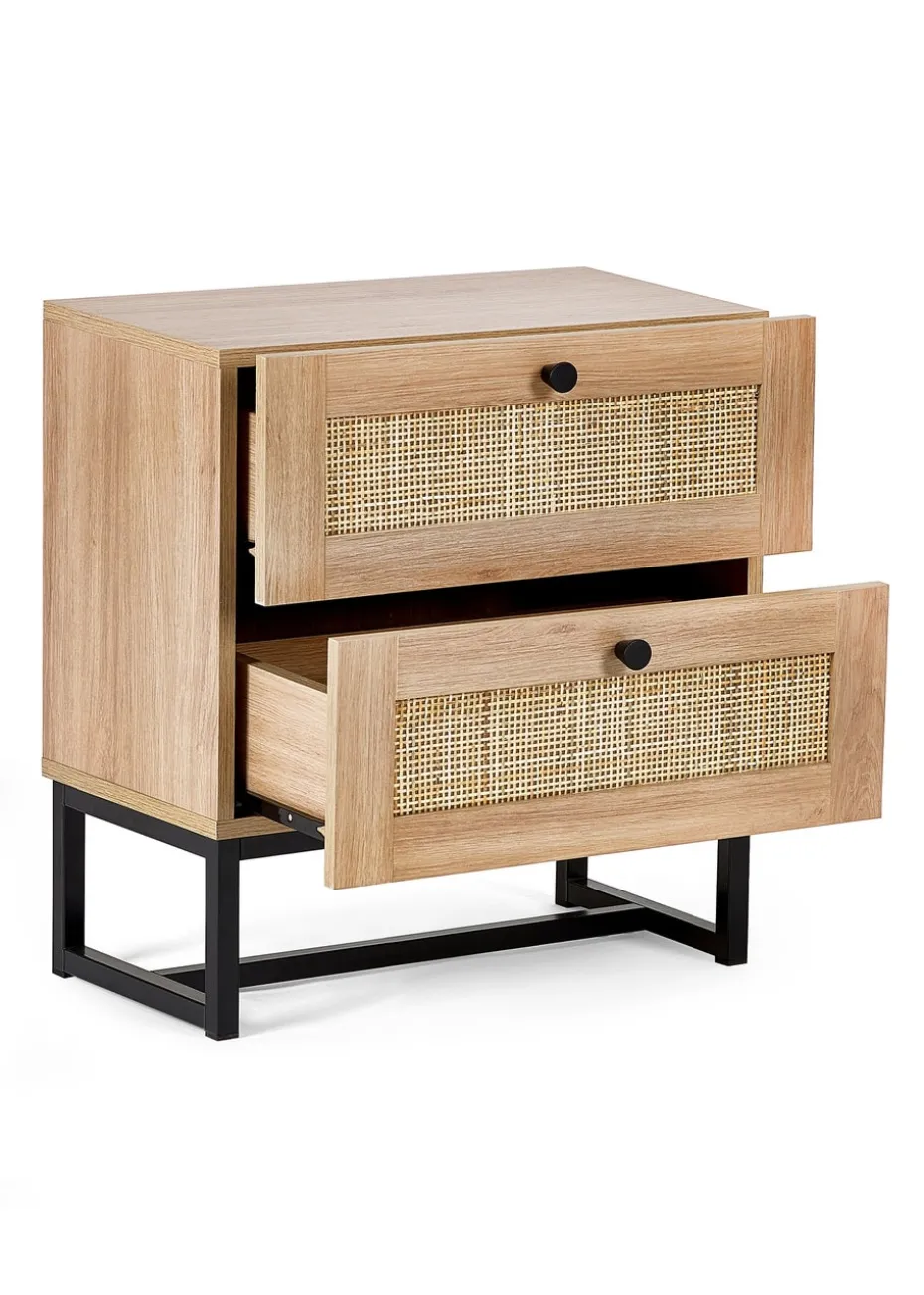Julian Bowen Brown Padstow 2 Drawer Bedside in Oak(55 x 50 x 30cm)
