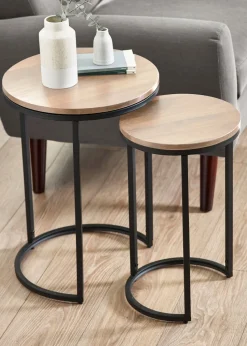 Julian Bowen Brown Tribeca Round Nesting Side Tables Sonoma (55 x 40 x 40cm)