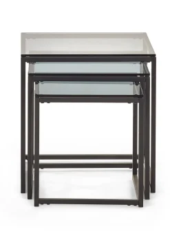 Julian Bowen Chicago Nest Of 3 Tables Smoked Glass (45 x 45 x 45cm)