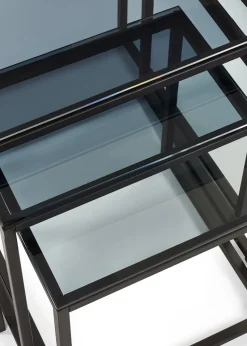Julian Bowen Chicago Nest Of 3 Tables Smoked Glass (45 x 45 x 45cm)