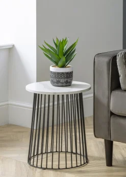Julian Bowen Marble Broadway Round Lamp Table (46 x 40 x 40cm)