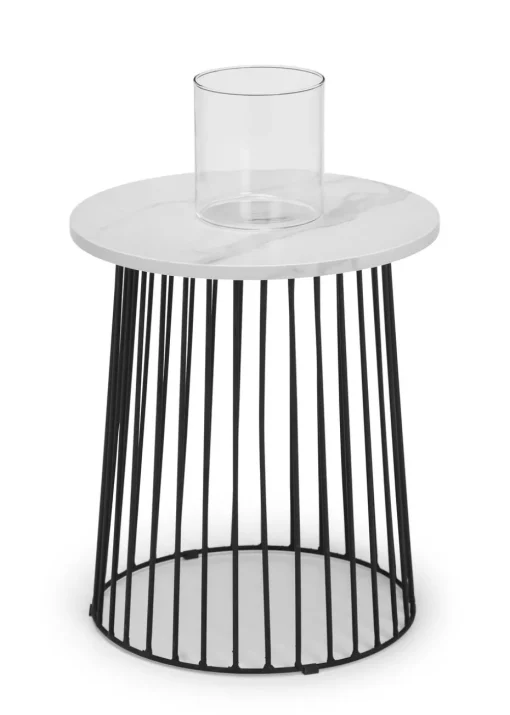 Julian Bowen Marble Broadway Round Lamp Table (46 x 40 x 40cm)