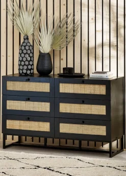 Julian Bowen Padstow 6 Drawer Chest in Black (75 x 120 x 40cm)