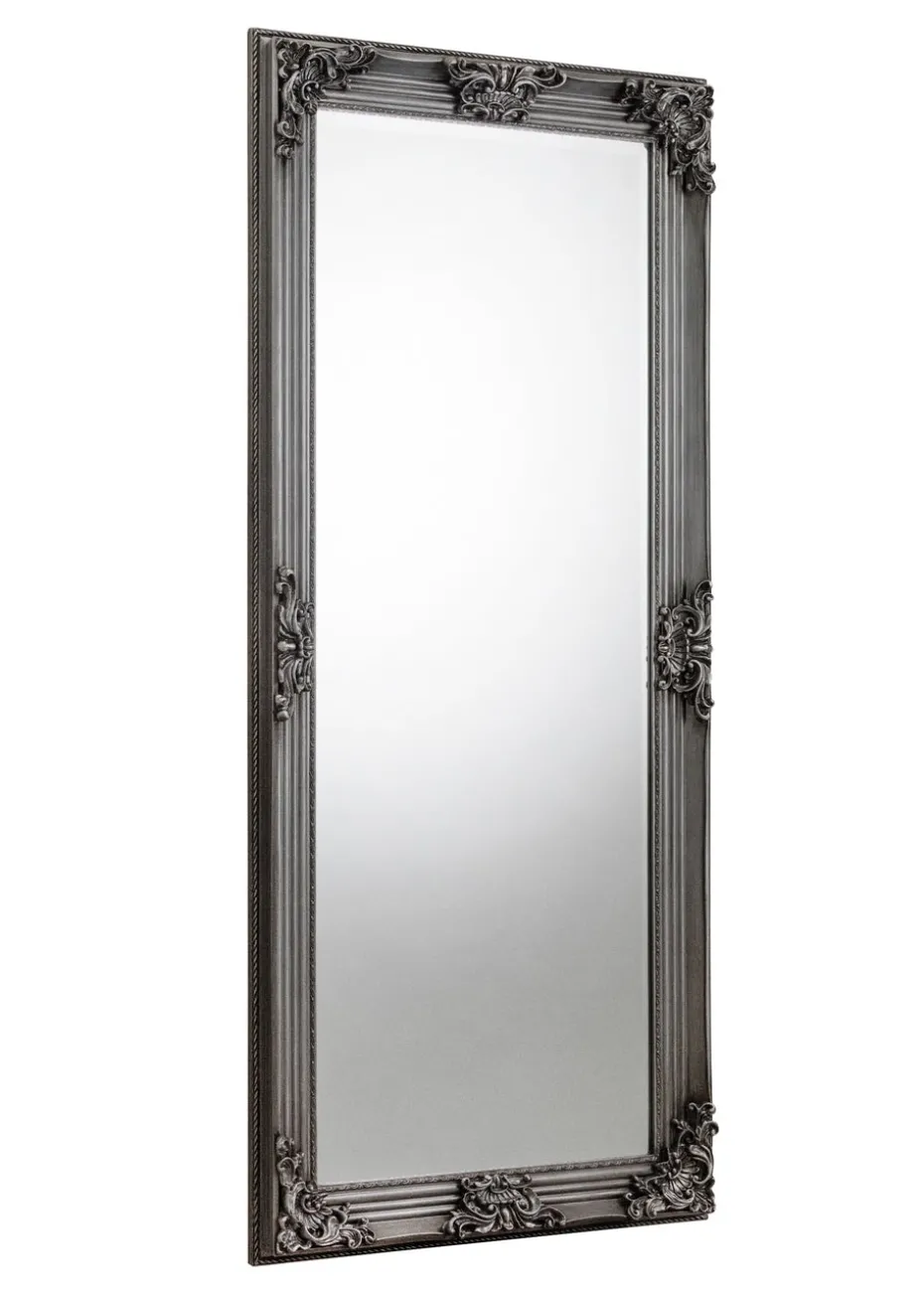 Julian Bowen Pewter Rococo Lean to Dress Mirror (170 x 80 x 6cm)