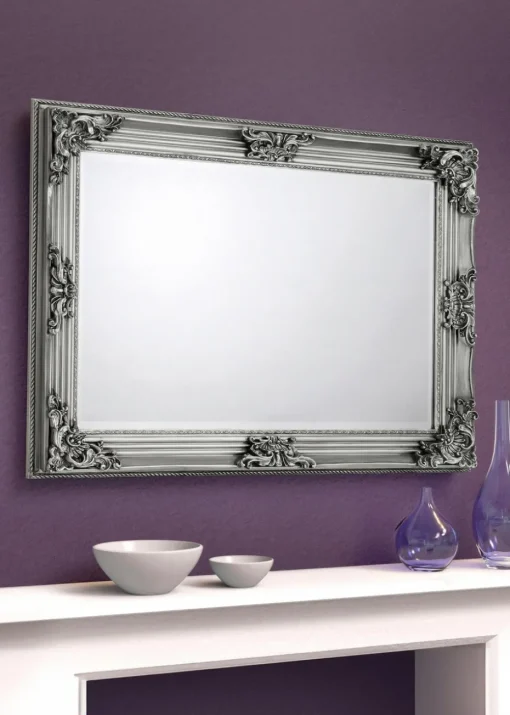 Julian Bowen Rococo Pewter Wall Mirror (80 x 110 x 6cm)