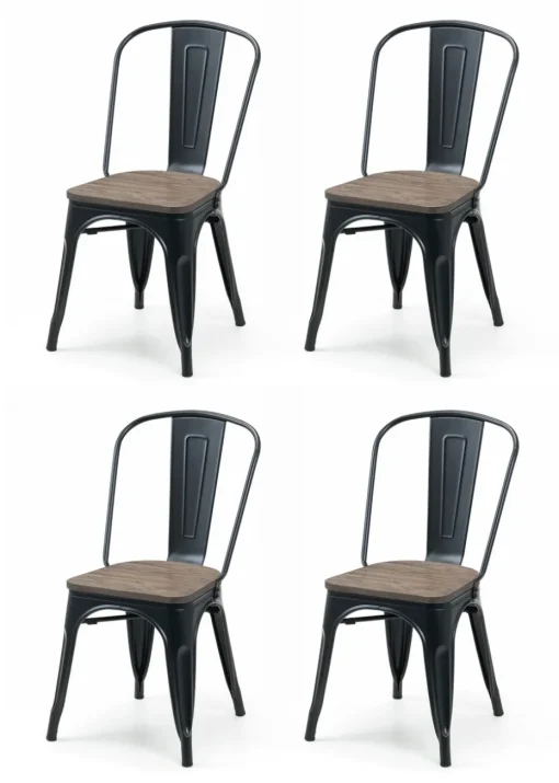 Julian Bowen Set Of 4 Grafton Metal Chairs (85 x 46 x 43 cm)