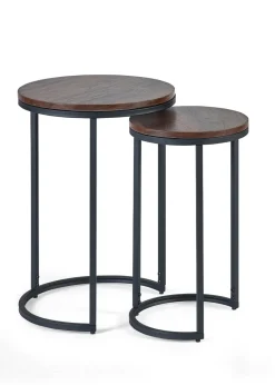 Julian Bowen Walnut  Tribeca Round Nesting Side Tables (55 x 40 x 40cm)