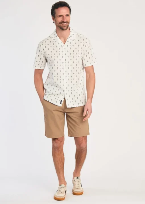 Kensington Eastside White Cotton Printed Short Sleeve Shirt