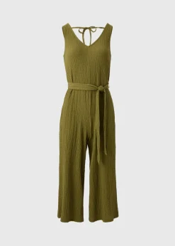 Khaki Crinkle Textured Jumpsuit
