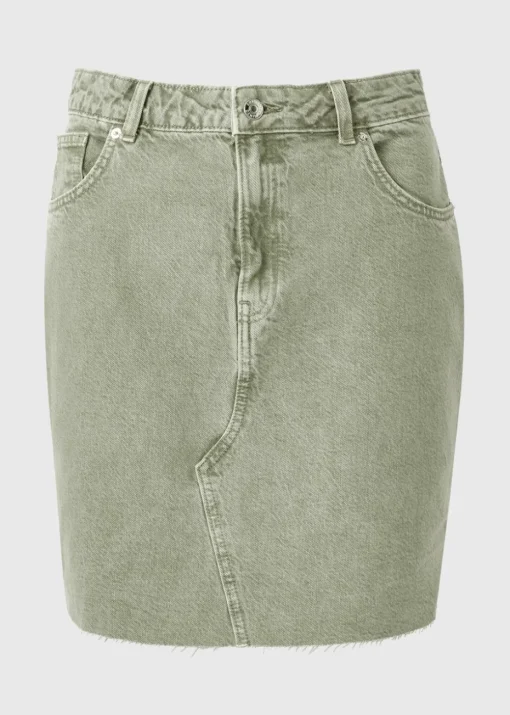 Khaki Denim Mini Skirt