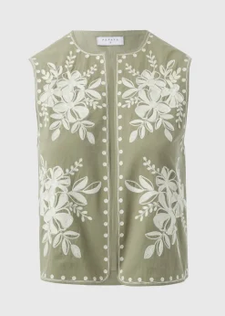 Khaki Embroidered Waistcoat