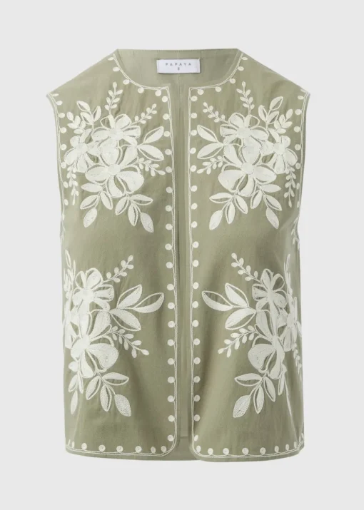 Khaki Embroidered Waistcoat
