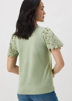 Khaki Floral Lace T-Shirt
