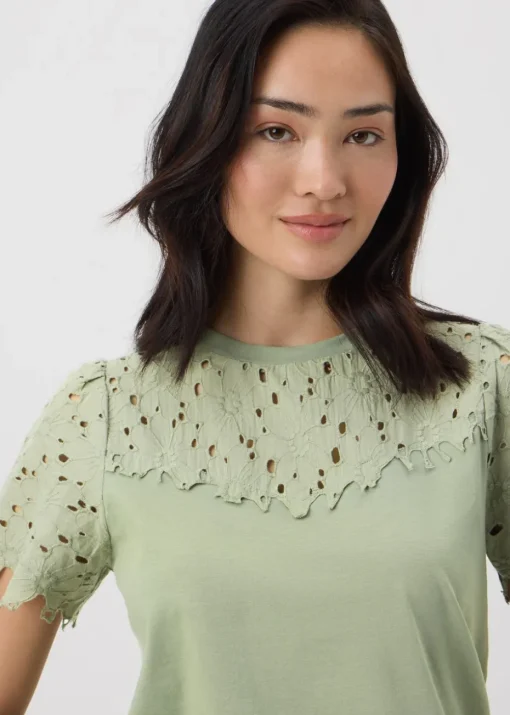 Khaki Floral Lace T-Shirt