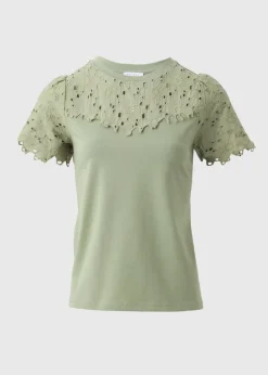 Khaki Floral Lace T-Shirt