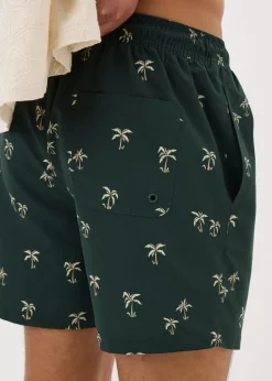 Khaki Palm Tree Swim Shorts